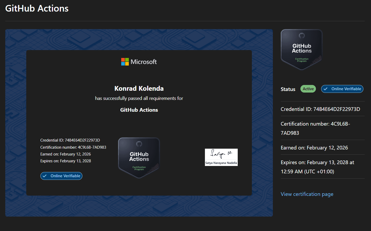 GitHub Certified: GitHub Actions certificate