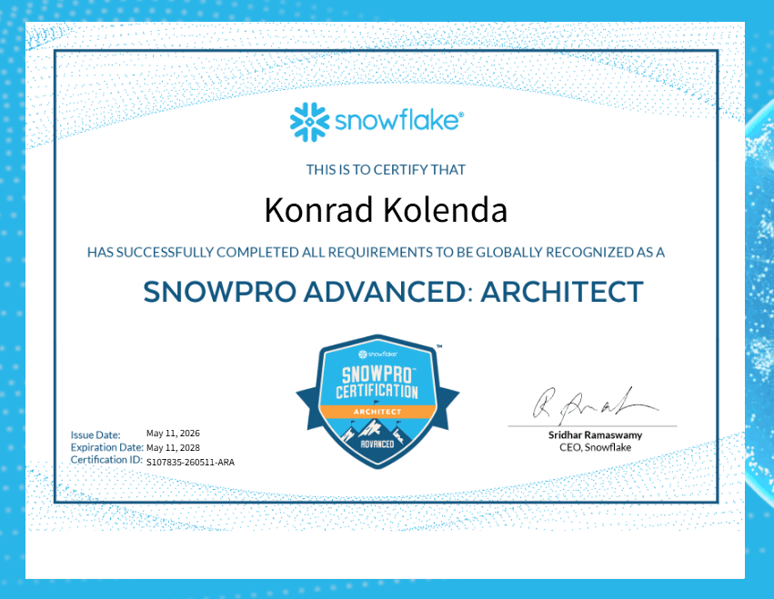 Snowflake Certified: SnowPro Advanced: Architect certificate